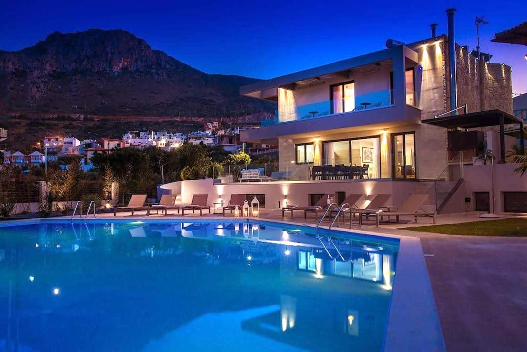 Orama Luxury Villa 4 Bedrooms With Private Pool Hersonissos  Zewnętrze zdjęcie
